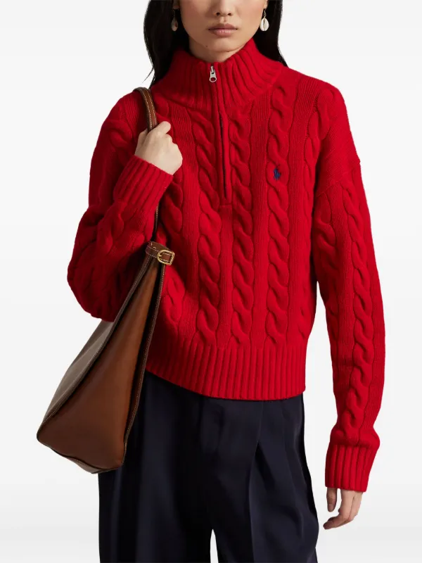 Cable Knit Turtleneck Sweater Ralph Lauren Red Sweater Women'