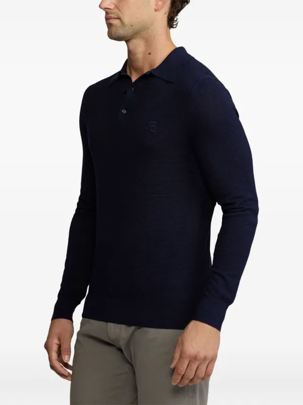 Ralph Lauren パープルレーベル 最高峰 ニットポロシャツ 長袖 Ralph Lauren Purple Label ファインニット ポロシャツ | ブルー