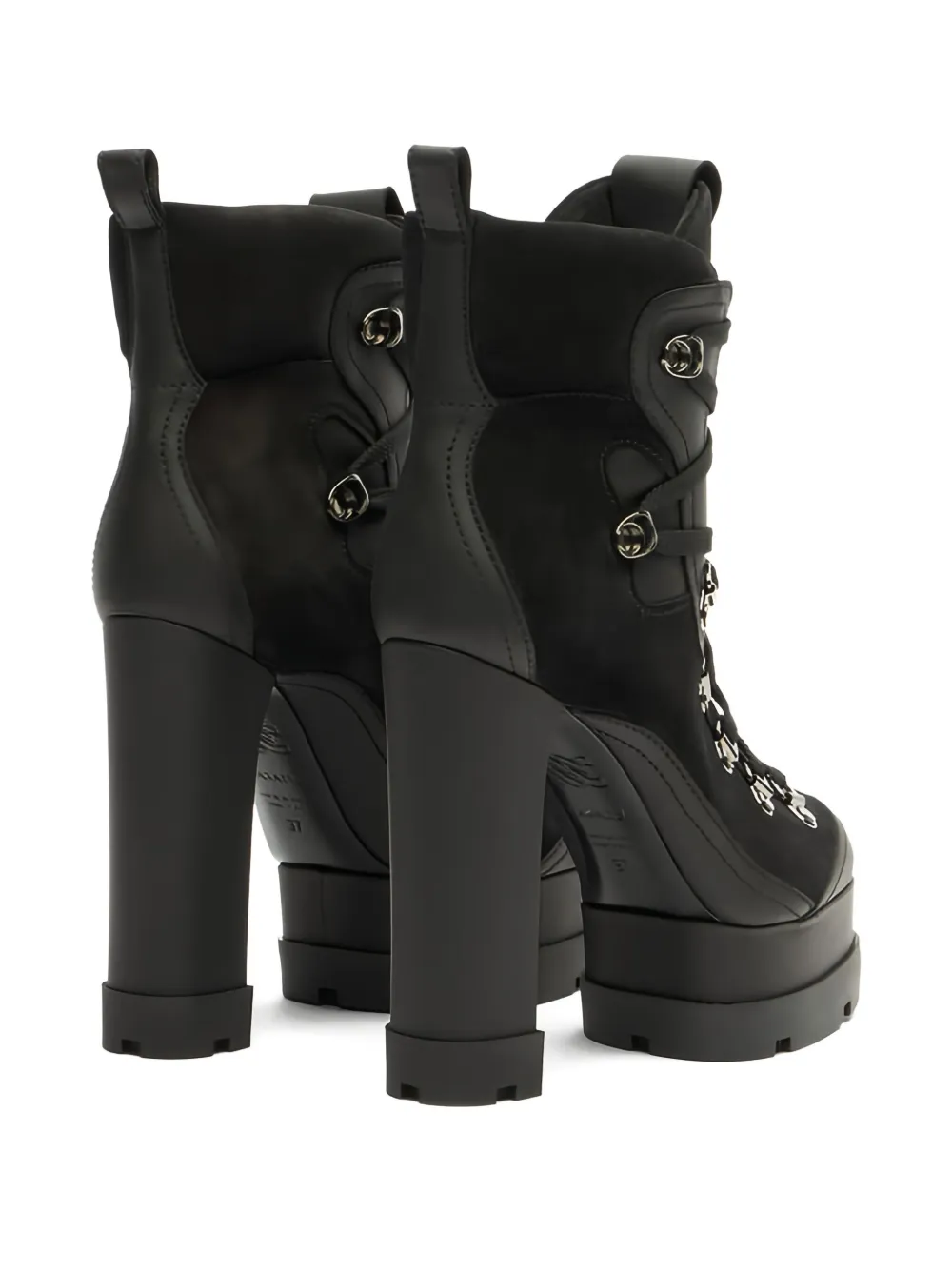 Casadei 120 mm veterlaarzen met plateauzool 9000 BLACK