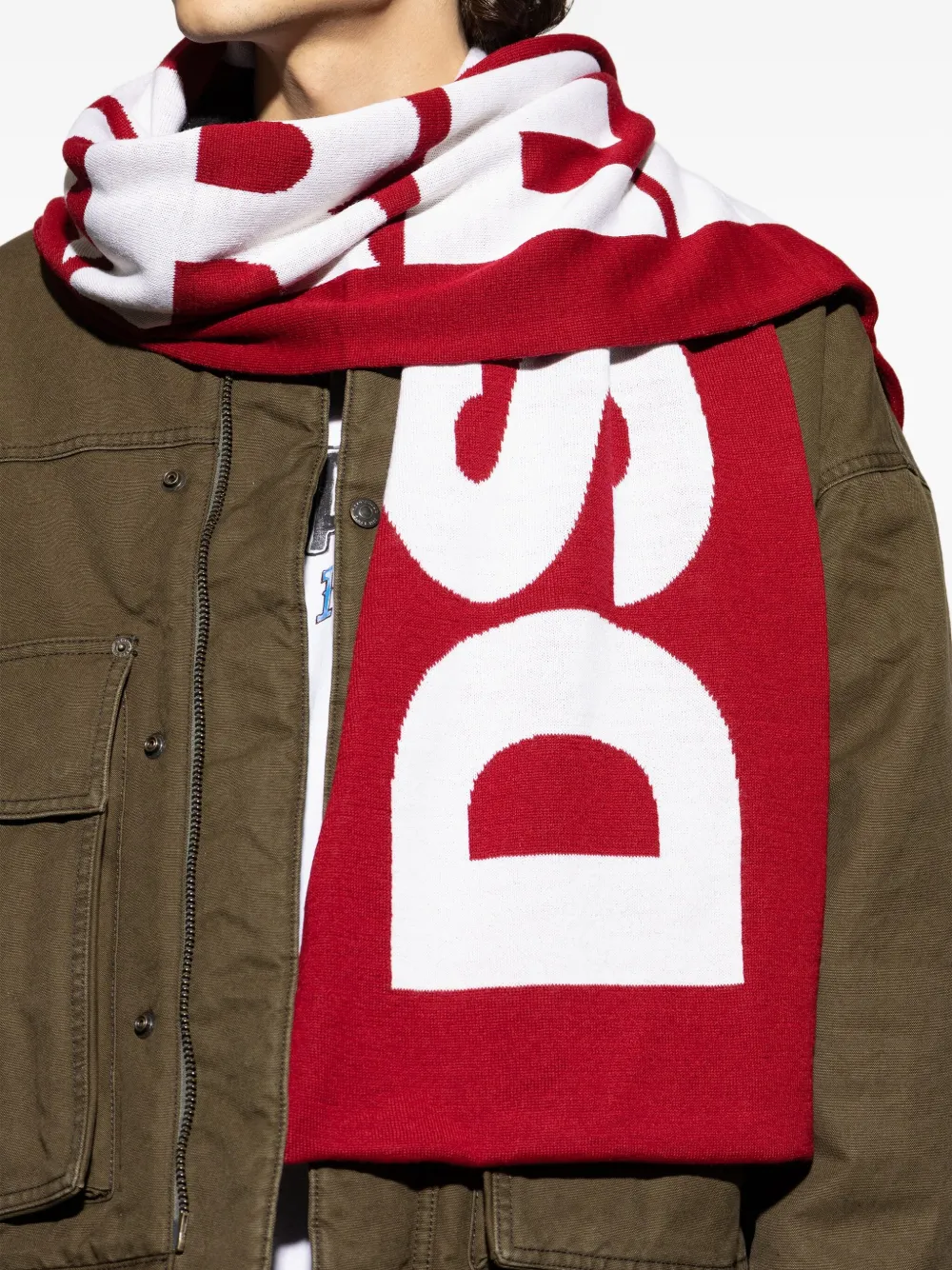 DSQUARED2 Gebreide sjaal met logo Rood