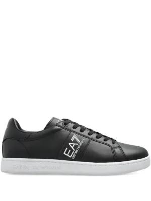 Emporio Armani Icon logo-perforated Leather Sneakers | Black