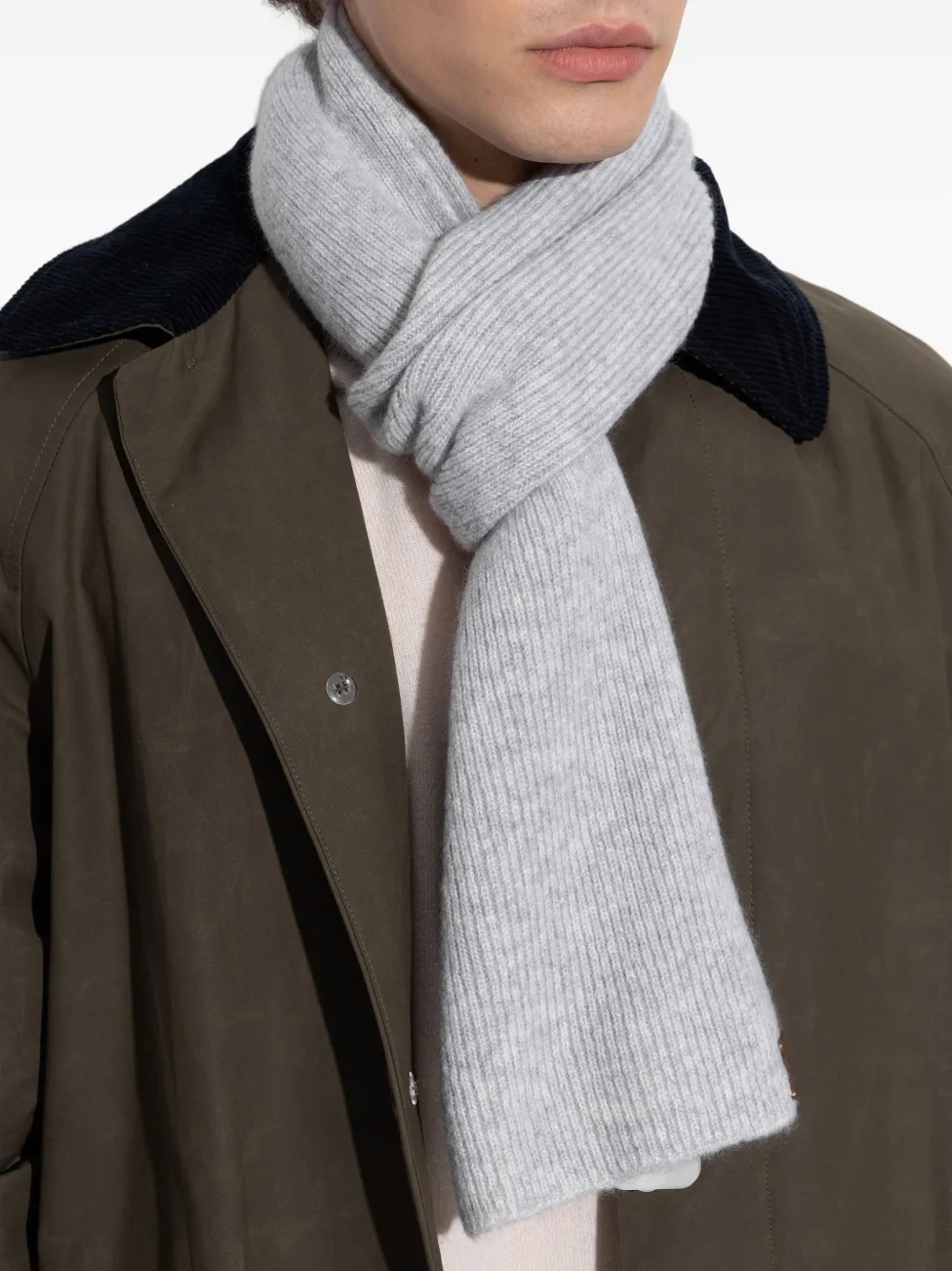 Eleventy ribbed scarf Grijs