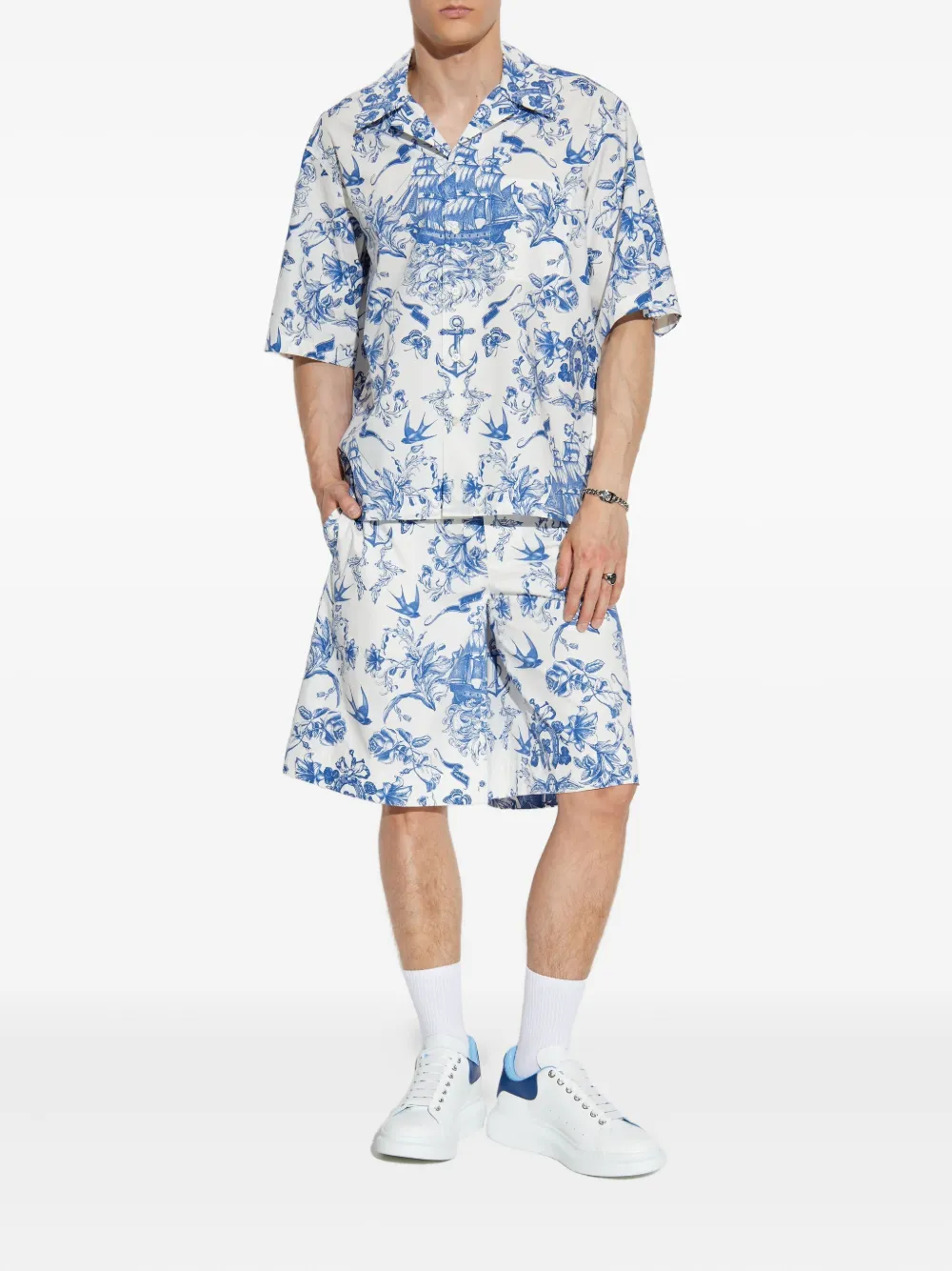 Alexander McQueen Overhemd met bloemenprint Blauw
