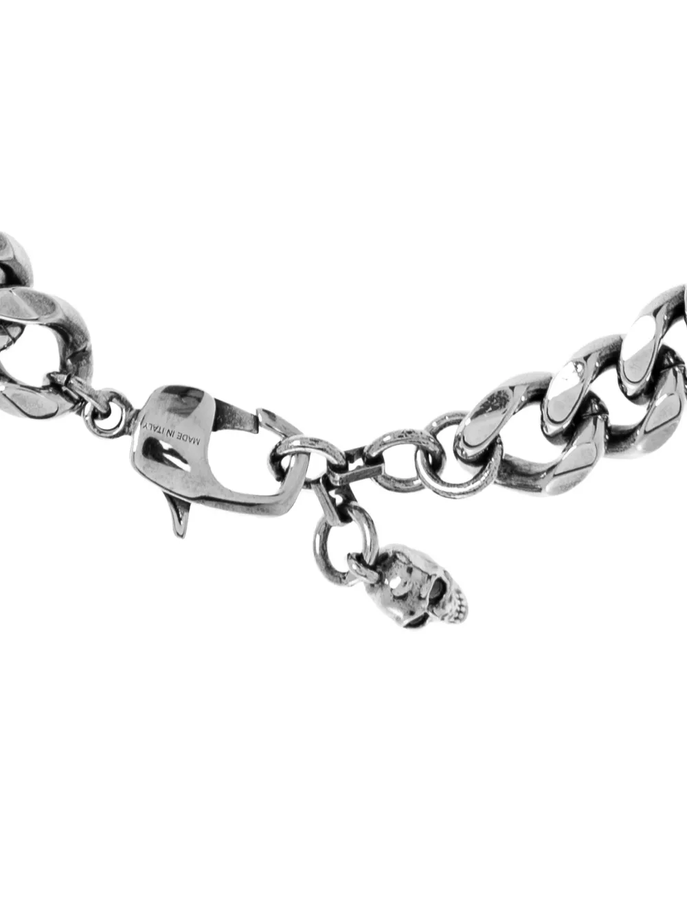 Alexander Mcqueen Skull-plaque Curb-chain Bracelet In Metallic