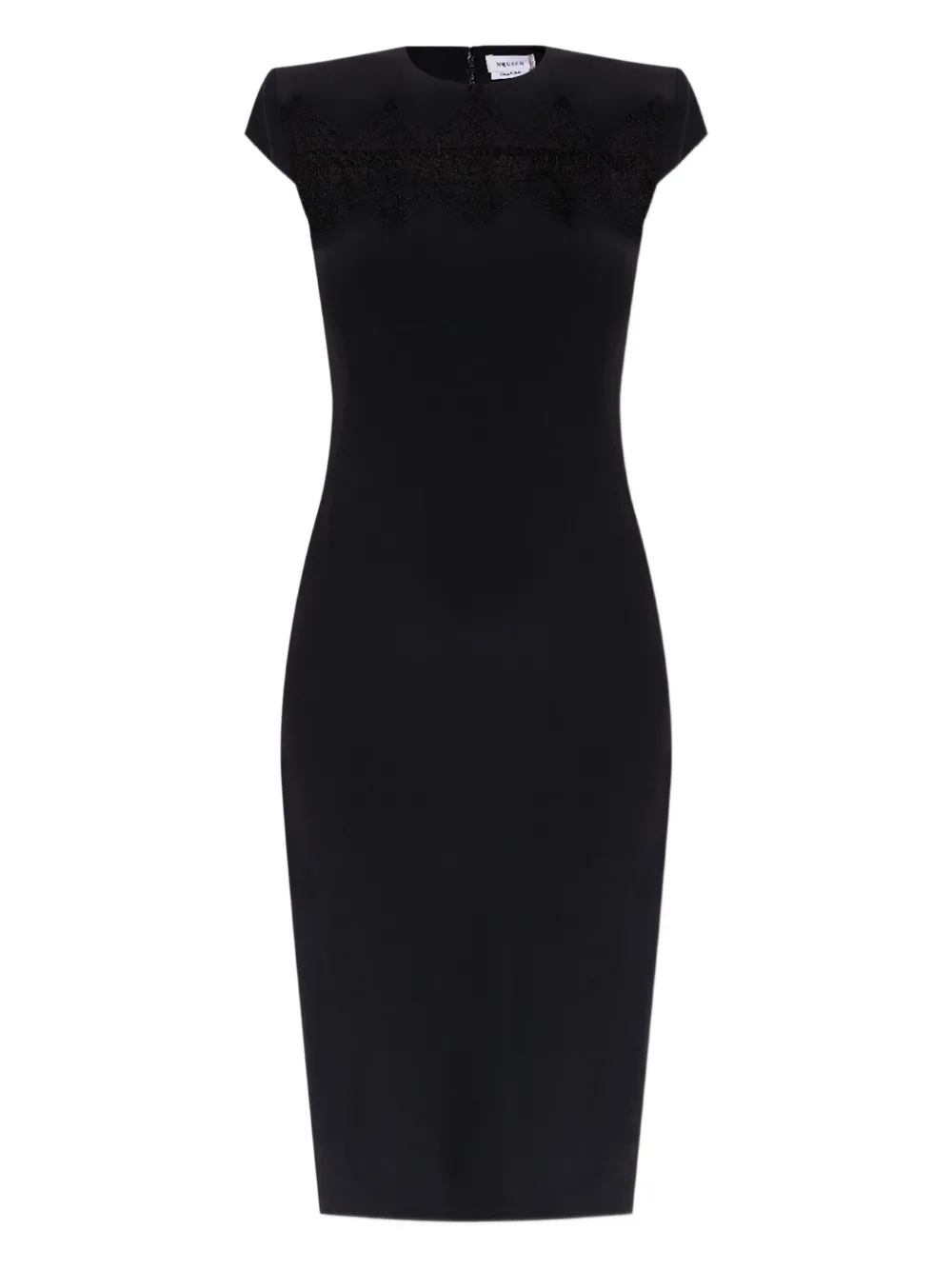 cap-sleeve lace-embroidered midi dress