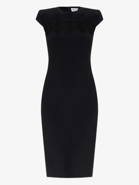 Alexander McQueen vestido midi manga corta con encaje bordado