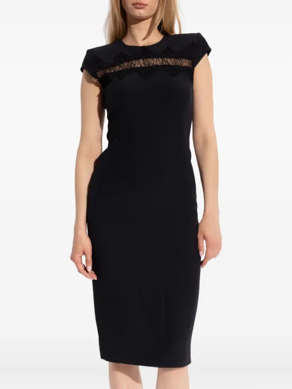 Alexander McQueen cap-sleeve lace-embroidered Midi Dress Black