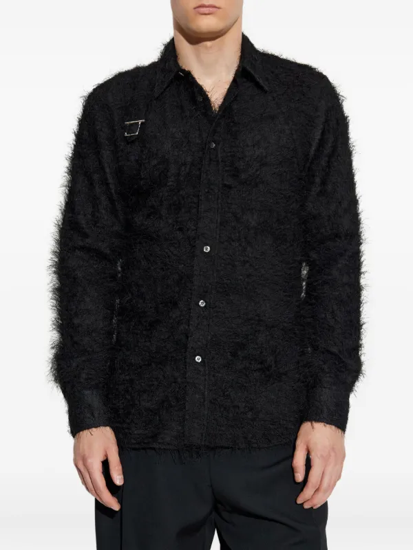 Alexander McQueen faux-fur long-sleeve Shirt | Black | FARFETCH