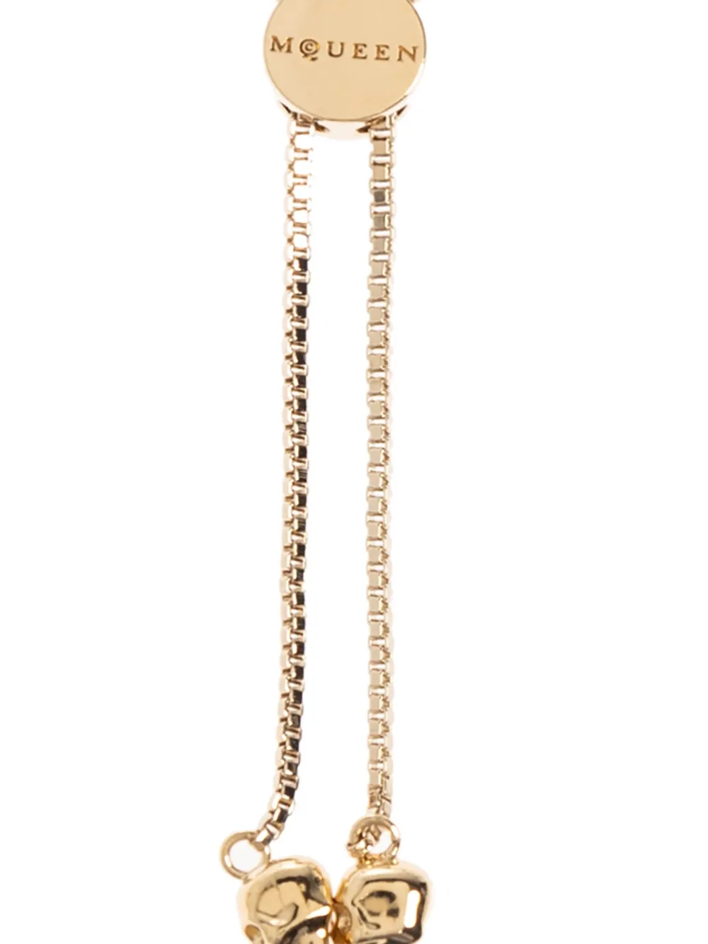 Alexander Mcqueen Skull And Pearl Friendship Bracelet In Gold