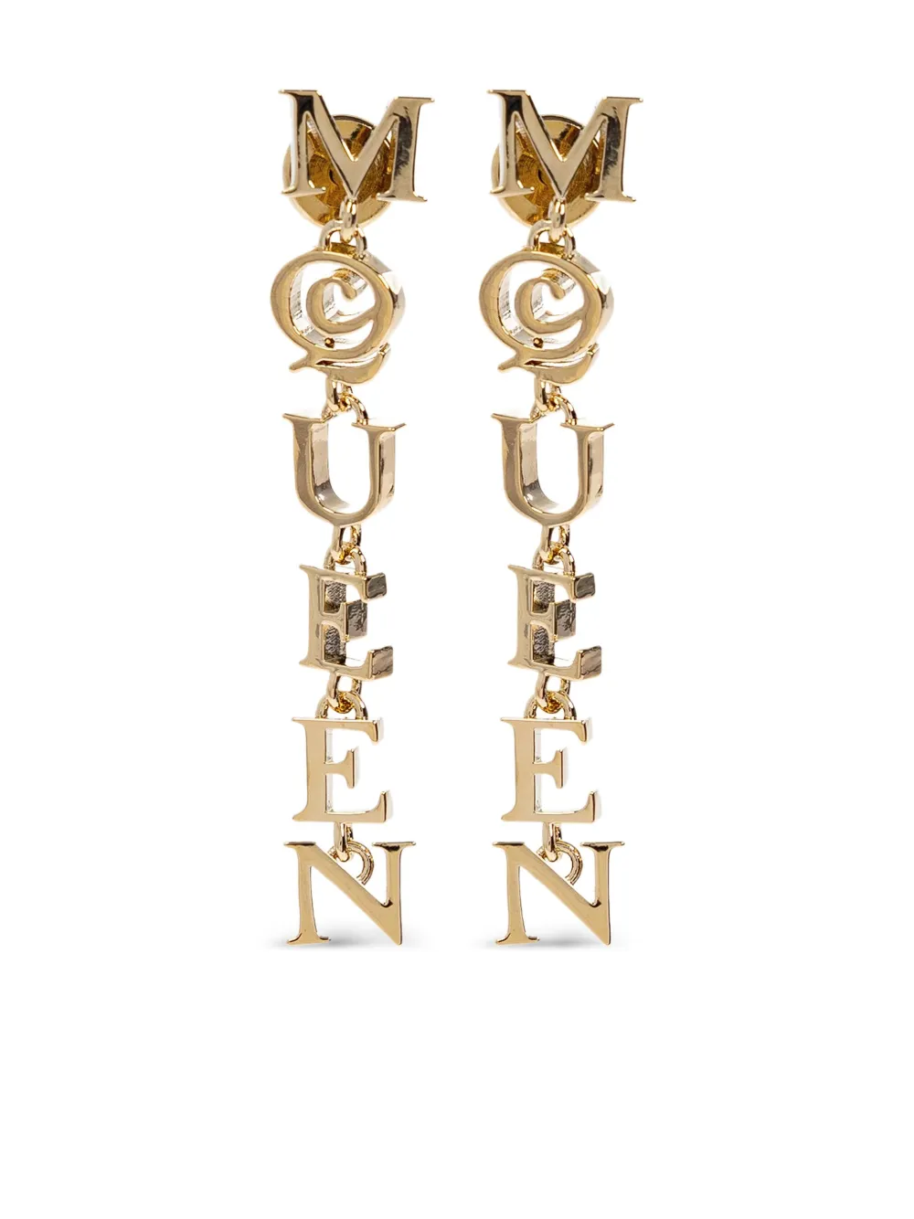Alexander McQueen ロゴチャーム ピアス - ゴールドトーン Alexander McQueen ロゴチャーム ピアス - ゴールドトーン