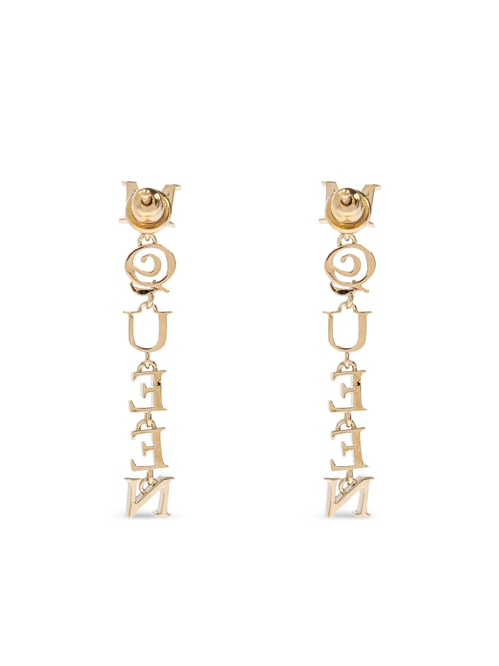 Alexander Mcqueen Pale Gold-finished Logo Pendant Earrings Accessories In Gold