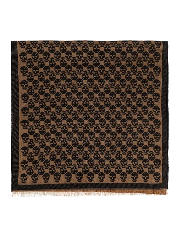 Alexander McQueen スカル スカーフ | ブラウン | FARFETCH JP