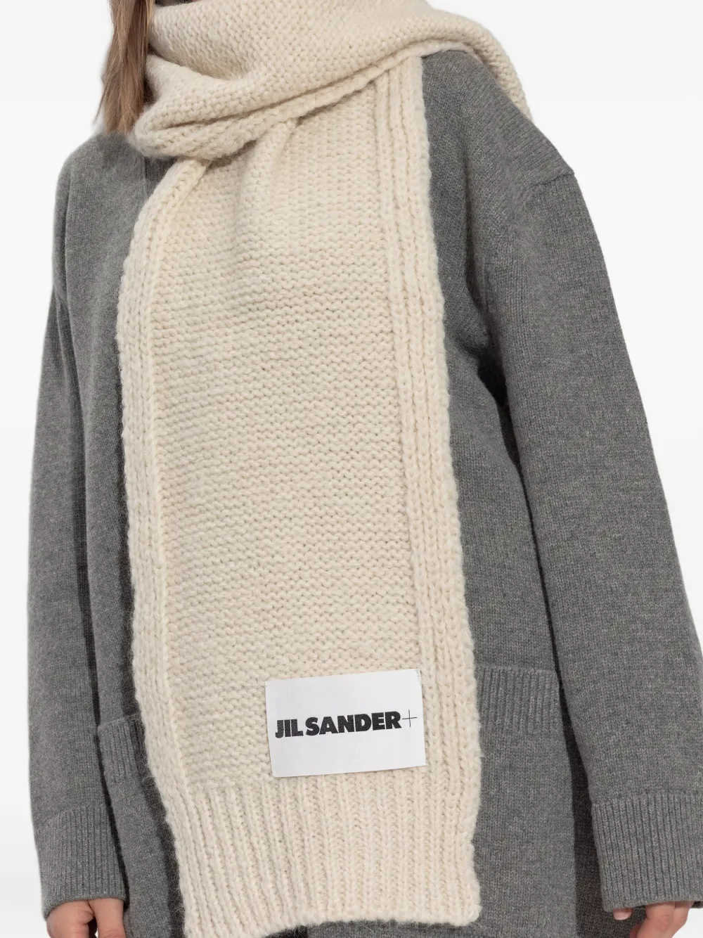 JIL SANDER+ Sjaal met logopatch Beige