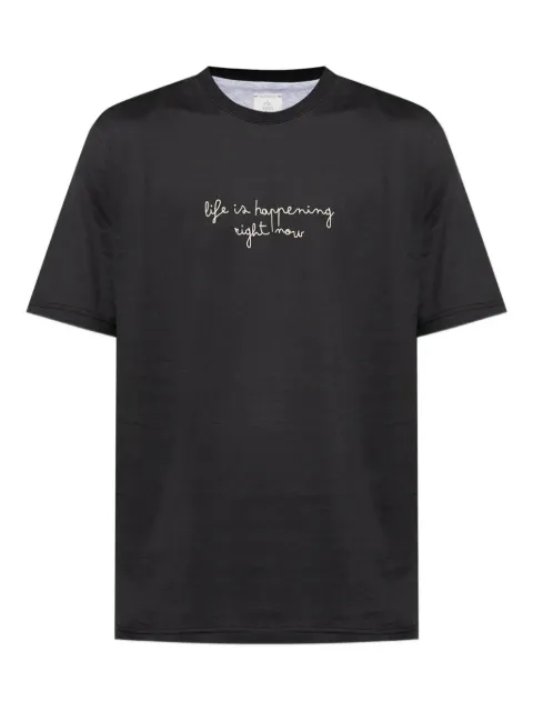 Eleventy slogan-embroidery T-shirt
