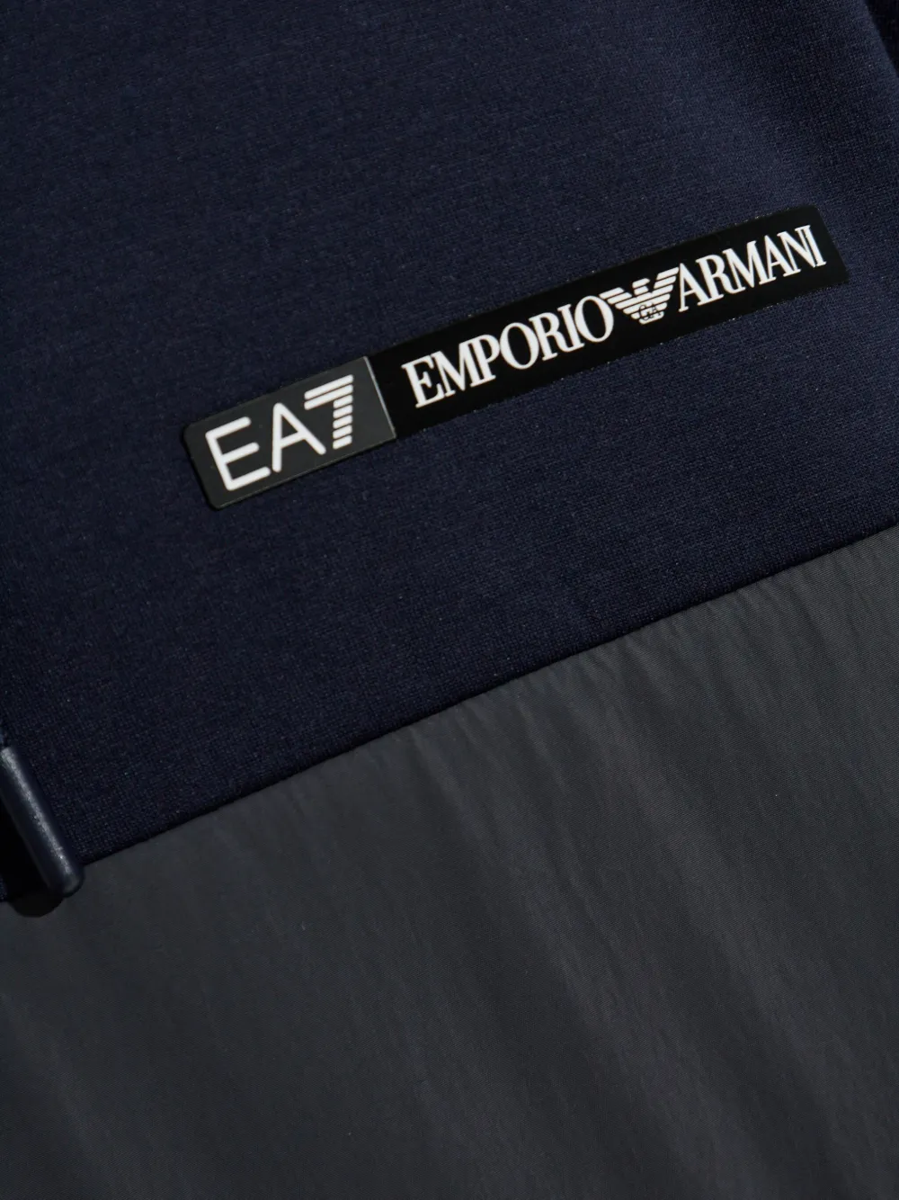 Ea7 Emporio Armani Sweater met colourblocking en capuchon Blauw