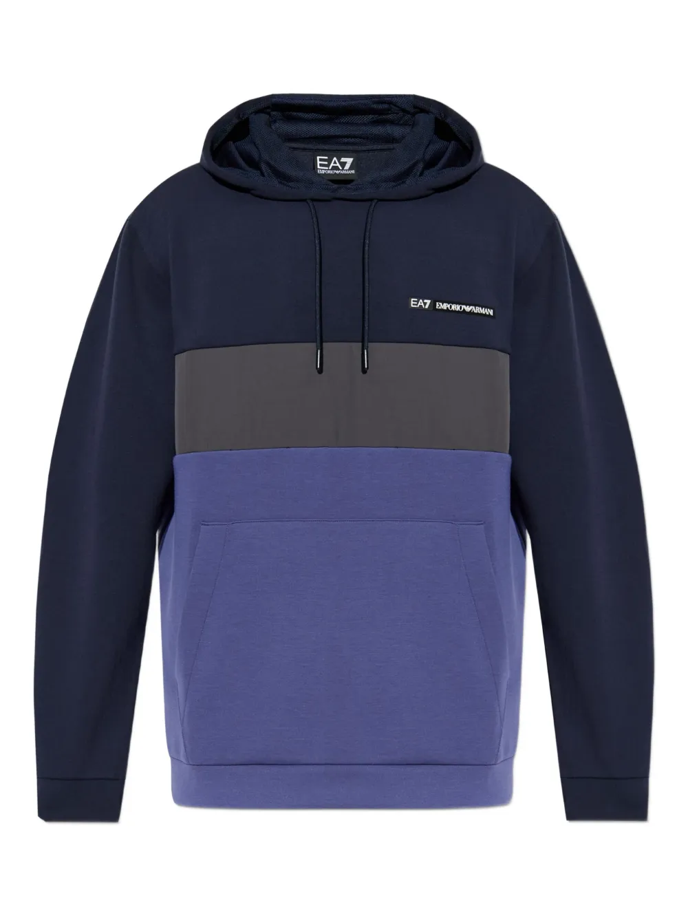 Ea7 Emporio Armani Sweater met colourblocking en capuchon Blauw