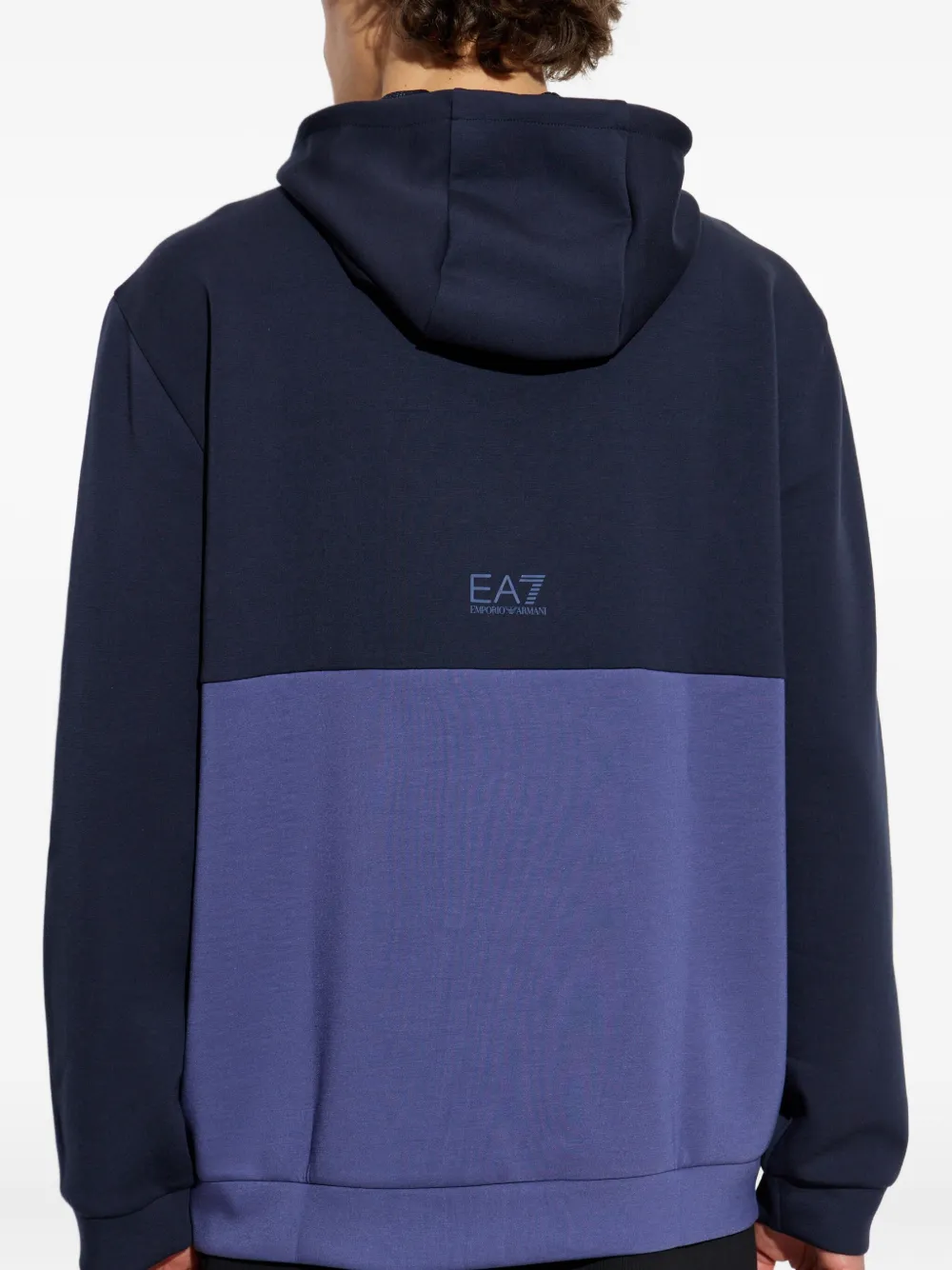 Ea7 Emporio Armani Sweater met colourblocking en capuchon Blauw