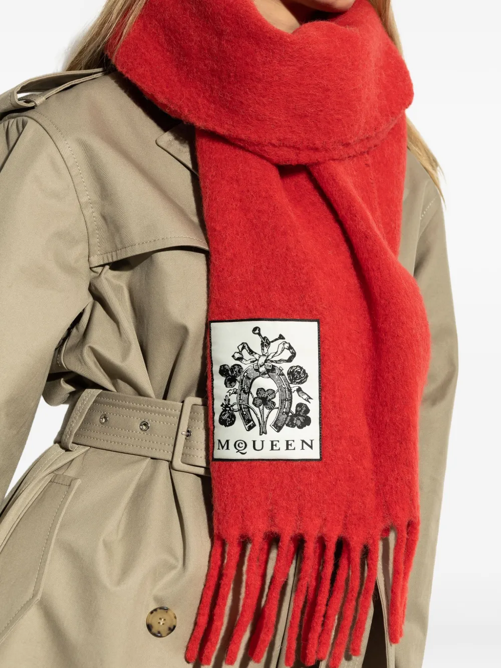 Alexander McQueen Sjaal van wolblend Rood