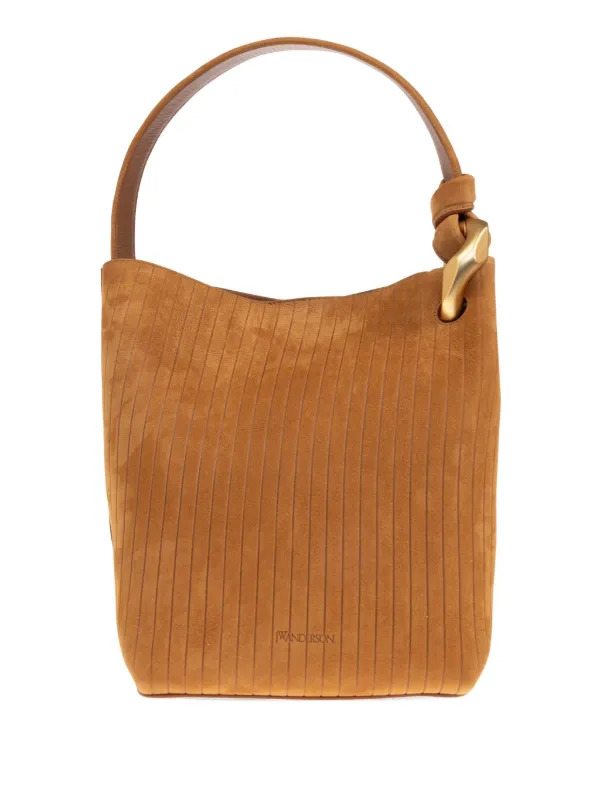 JW Anderson Logo-debossed Leather Bucket Bag in Brown