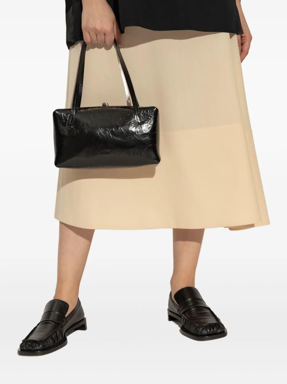 Jil Sander Leren shopper Zwart