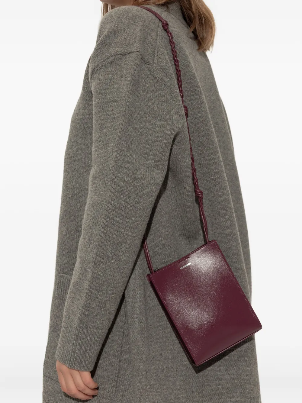 Jil Sander Leren crossbodytas Rood