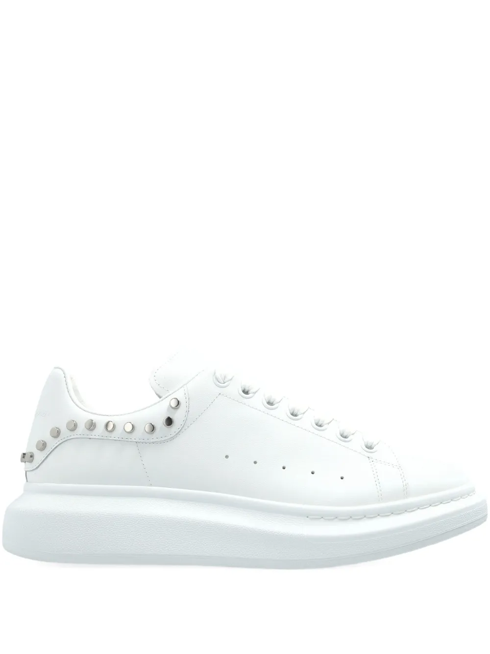 Alexander Mcqueen White Leather Sneakers With White Leather Heel In White