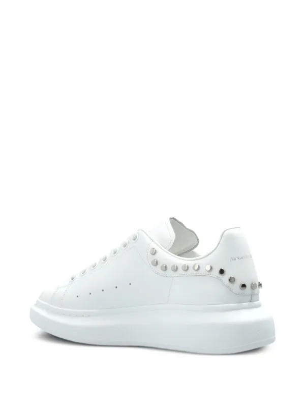 スニーカー Alexander Mcqueen White Leather Sneakers With Embellished Su Oversized embellished leather sneakers in white - Mc Queen