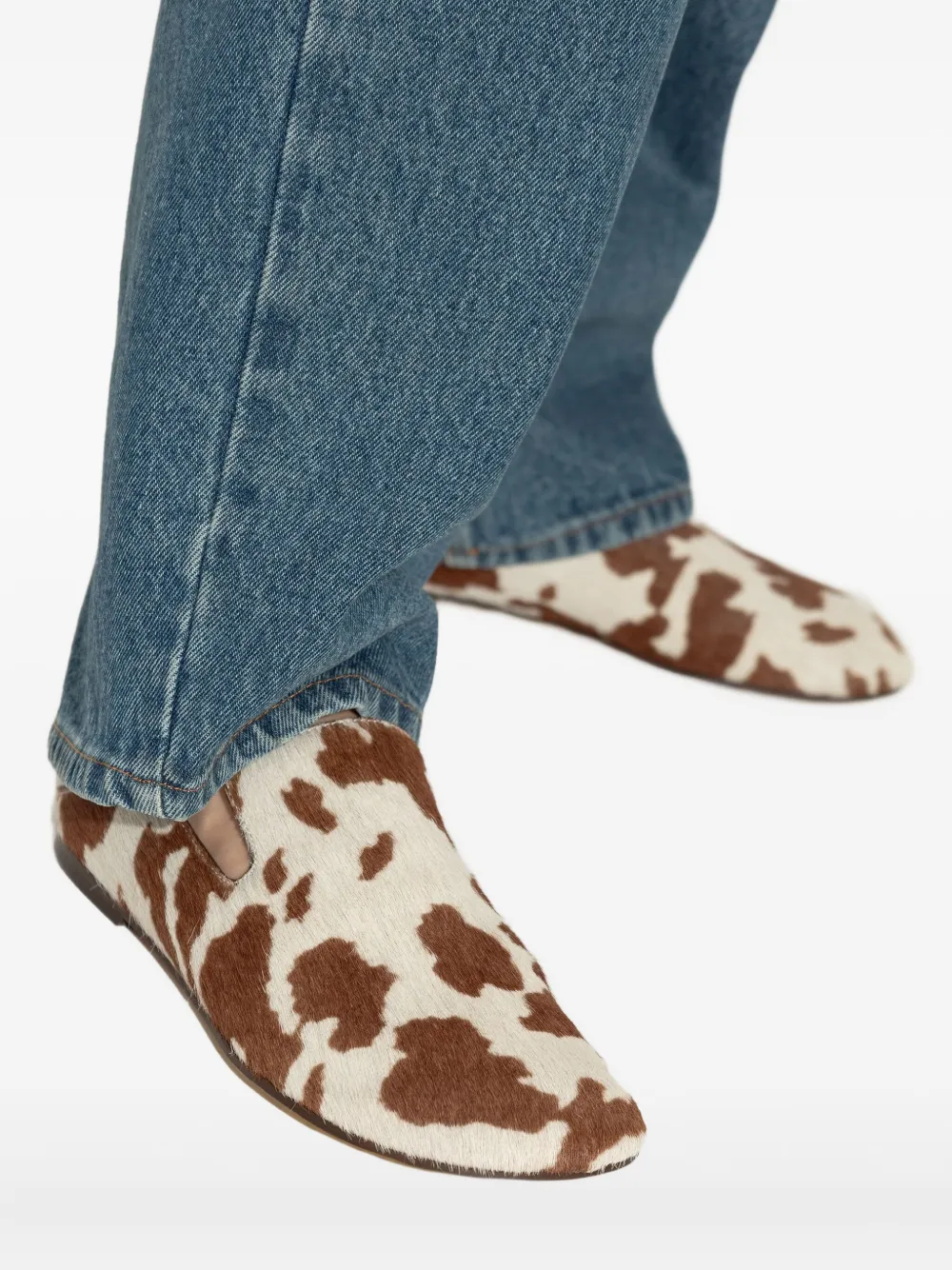 Odissì cow-print loafers Brown