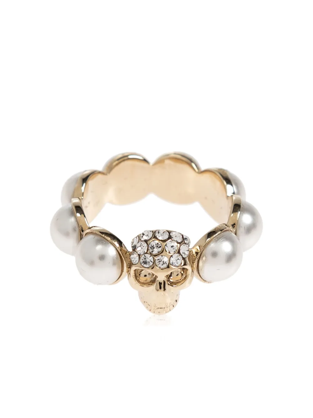 Alexander McQueen skull-motif pearl ring - Oro