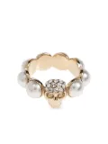 Alexander McQueen skull-motif pearl ring - Gold