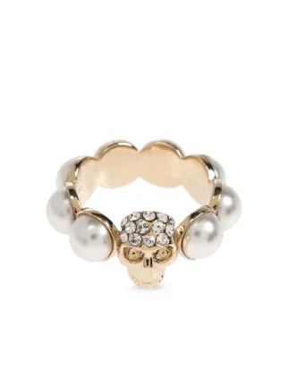 M*様 Alexander McQueen エンブレムリング Alexander McQueen skull-motif Pearl Ring | Gold | FARFETCH