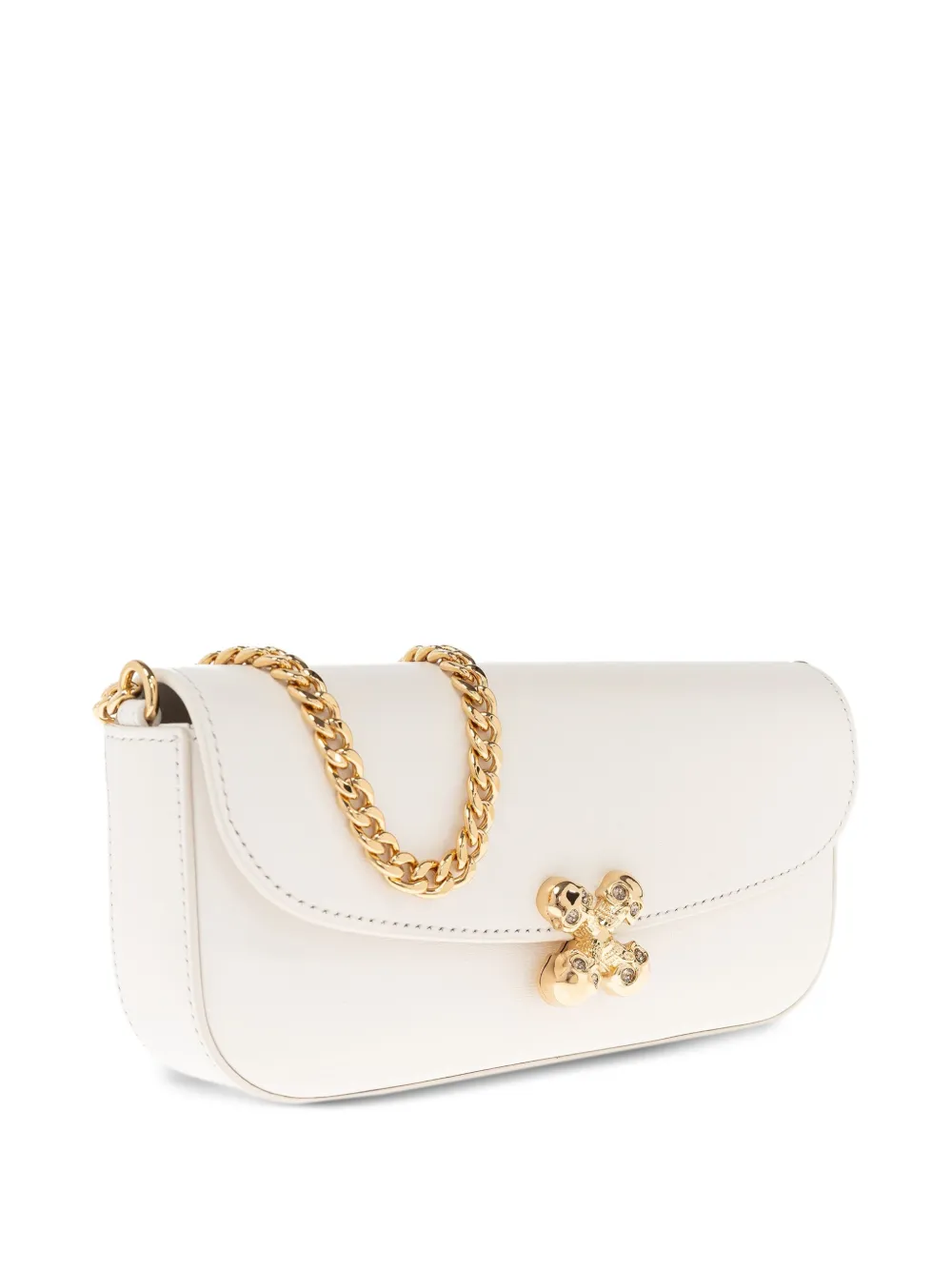 Alexander McQueen Skull Flower kleine schoudertas Wit