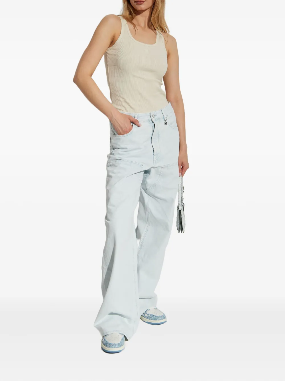 AMIRI Geribbelde tanktop Beige