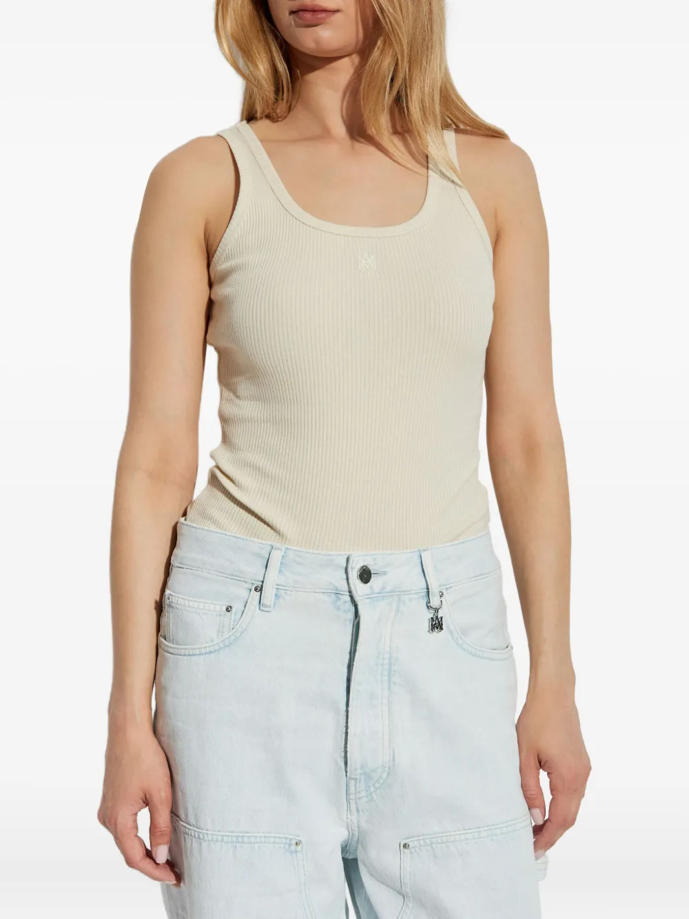 AMIRI Geribbelde tanktop Beige
