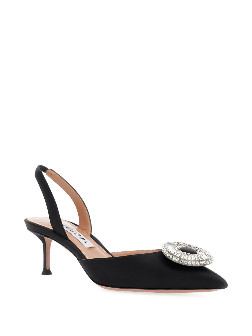 Aquazzura Crystal Hoop slingback pumps Black