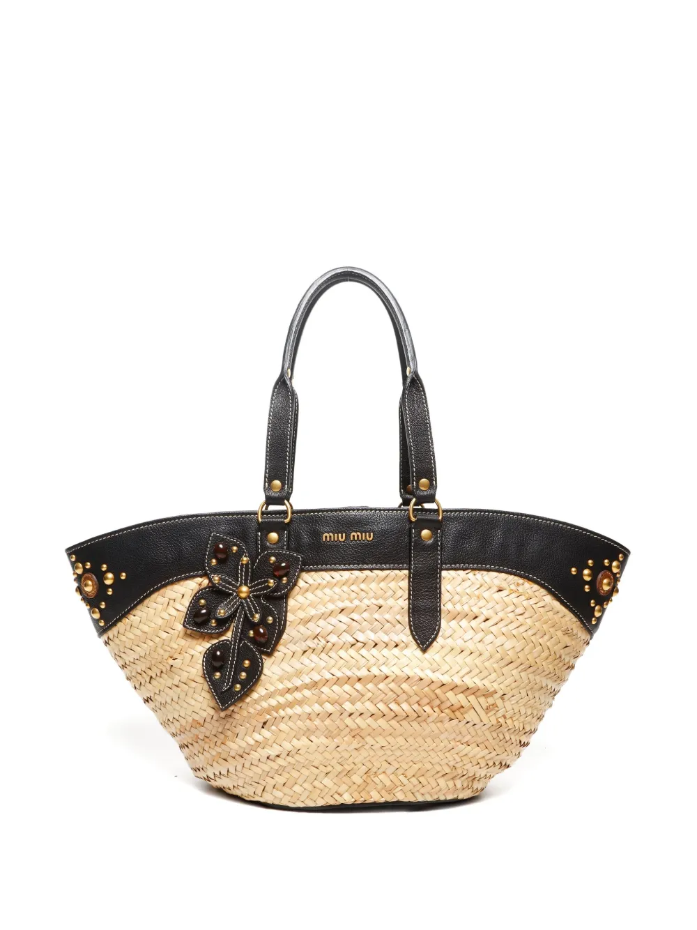 Miu Miu Pre-Owned 2000-2020 raffia tote bag | tons neutres | Image 1