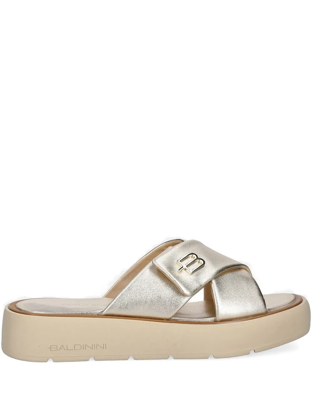 Baldinini Cross-strap Platform Slides In Neutral