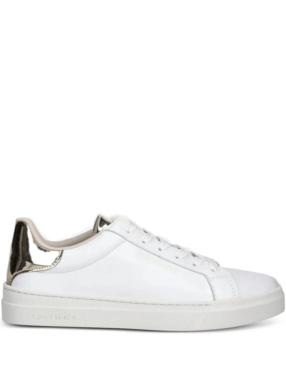 Baldinini Metallic-back Leather Sneakers In White