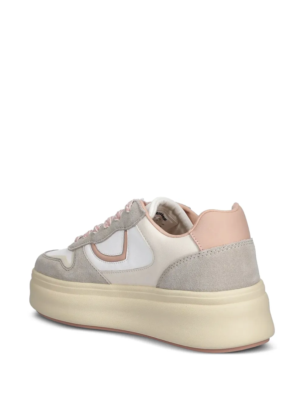 Blauer Leren sneakers met plateauzool - Wit