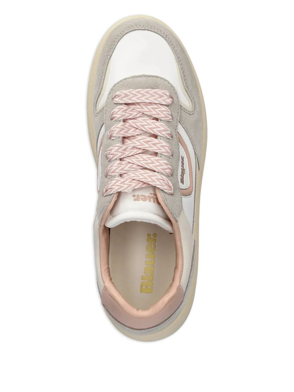 Blauer Leren sneakers met plateauzool Wit