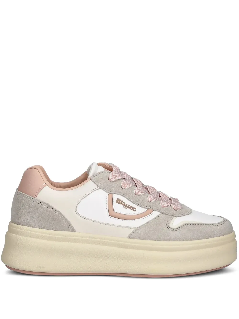 Blauer Leren sneakers met plateauzool Wit