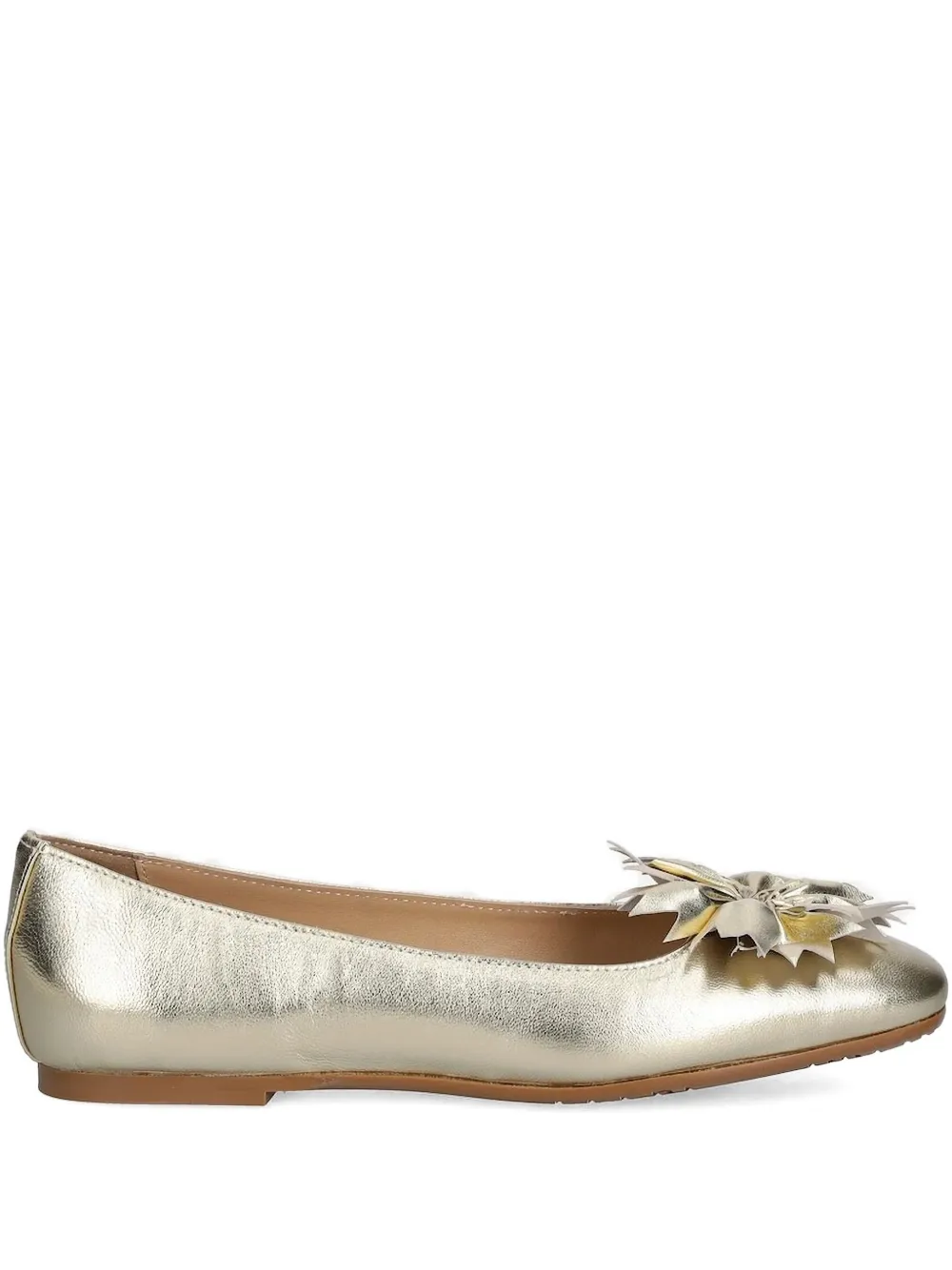 Baldinini Flower-embellished Ballet Flats In Gold