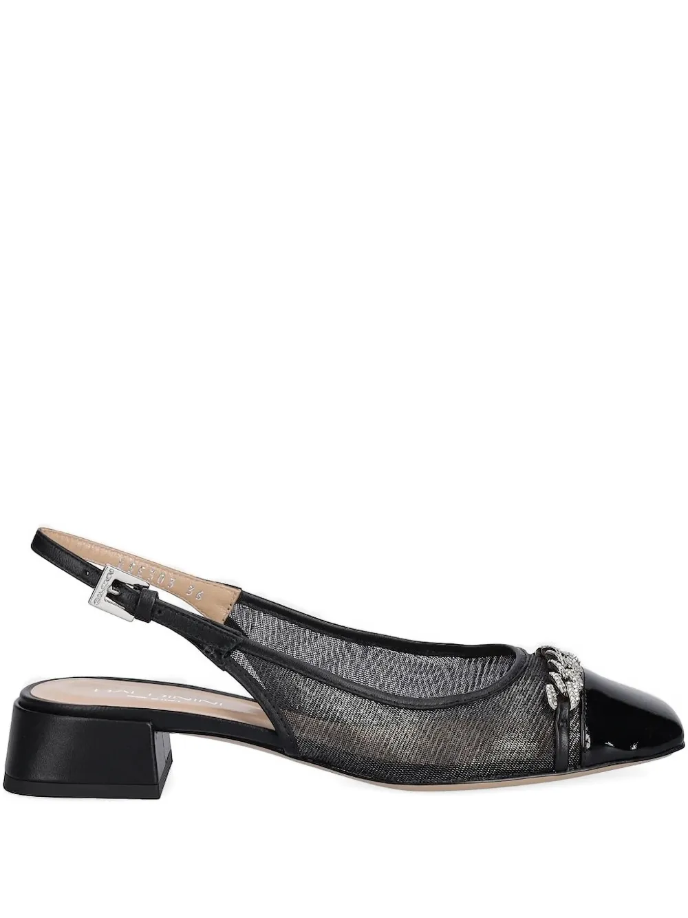 Baldinini Chain-embellished Slingback Pumps In Black