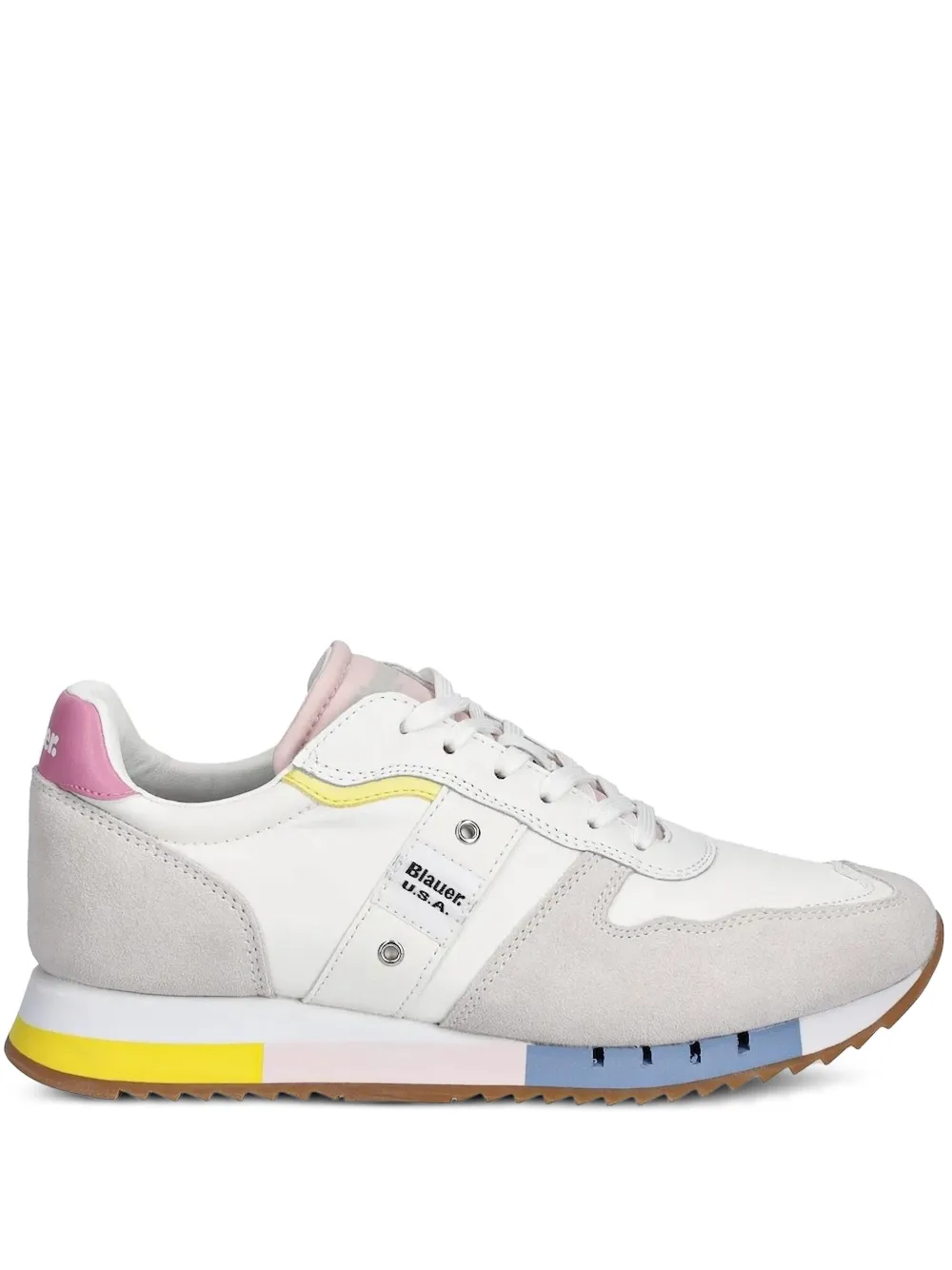 Blauer Leren suède sneakers met vlakken Wit