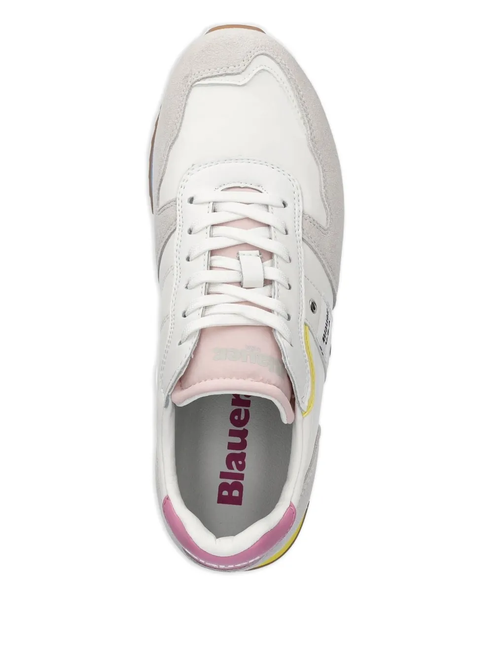 Blauer Leren suède sneakers met vlakken - Wit