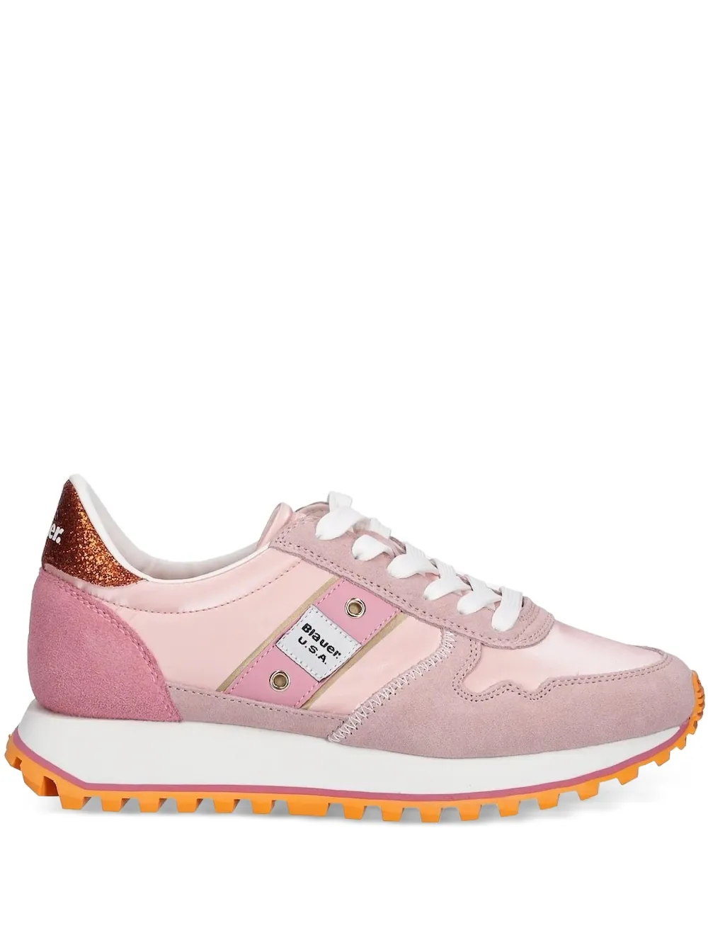 Blauer Sneakers met glitter vlak Roze
