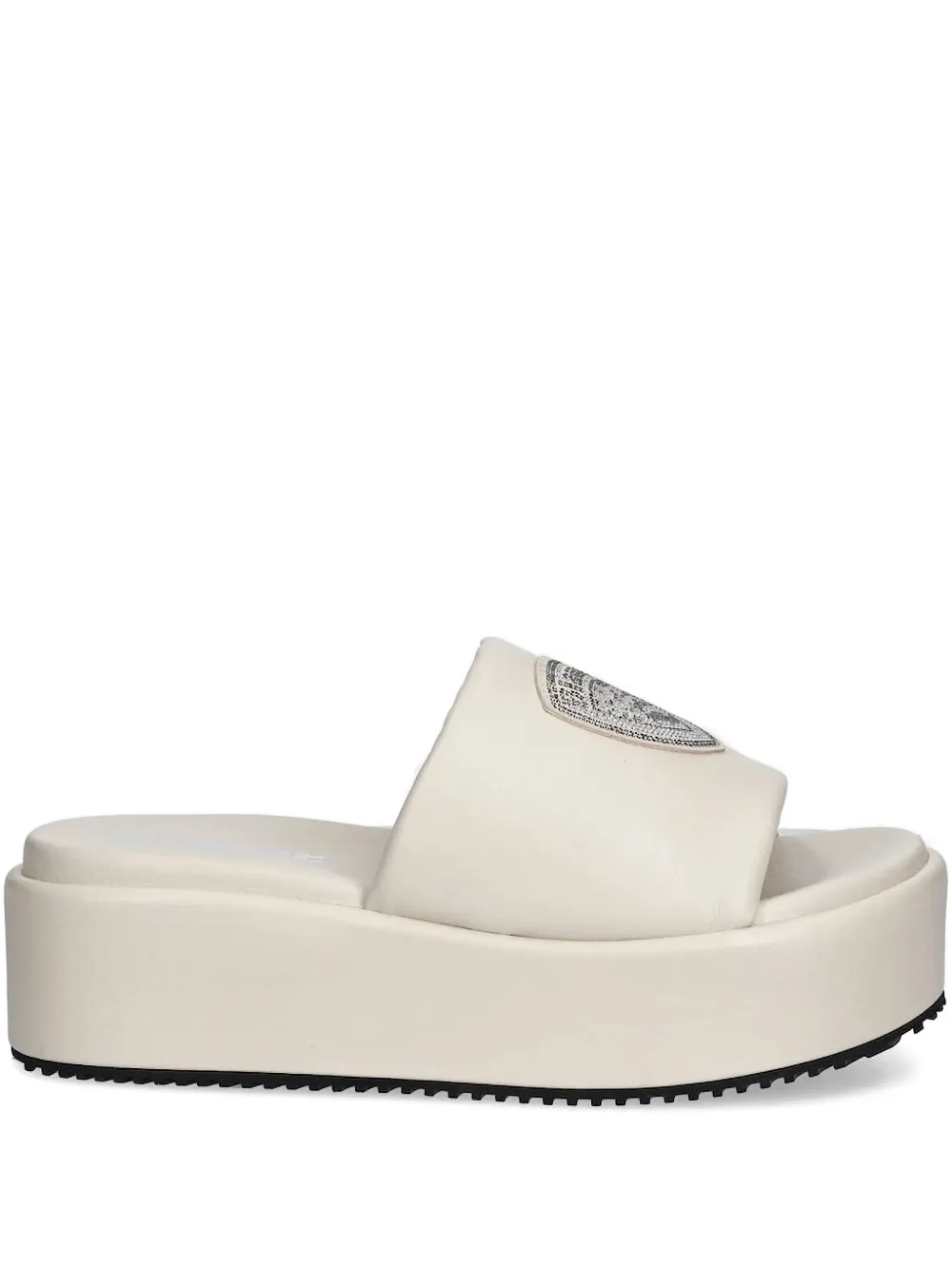 Blauer Embellished-logo Platform Slides In Neutral