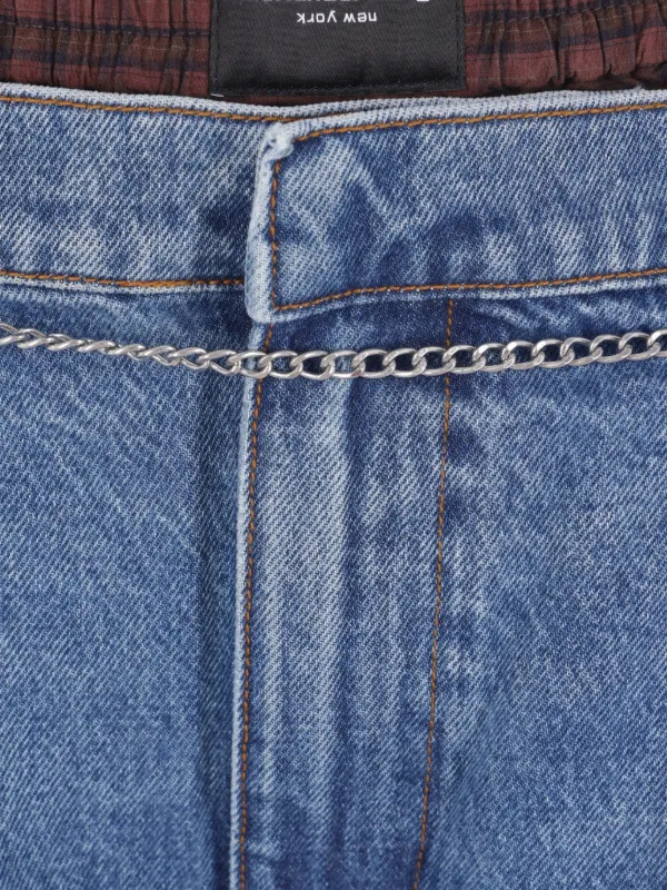 【Alexander Wang】ブルー Pre-Styled デニム ジーンズ Pre-styled denim jeans with asymmetrical lace waistband