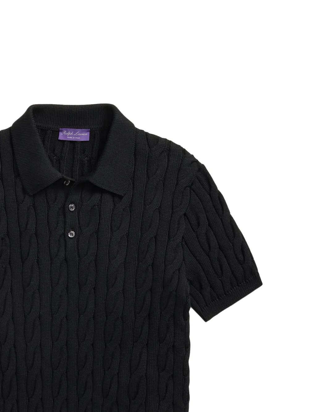 Ralph Lauren Purple Label Kabelgebreide polotrui - Zwart