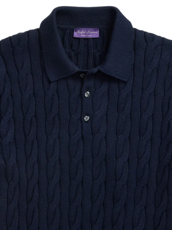 Ralph Lauren Purple Label cable-knit Polo Shirt | Blue | FARFETCH ZA